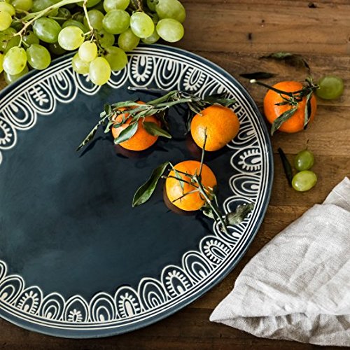 Teal Medallion Oval Serve Platter