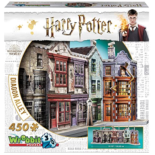 Wrebbit3D Harry Potter Diagon Alley 3D Puzzle for Teens and Adults | 450 Real Jigsaw Puzzle Pieces | Not Just an Ordinary Model Kit for Adults for Harry Potter Fans