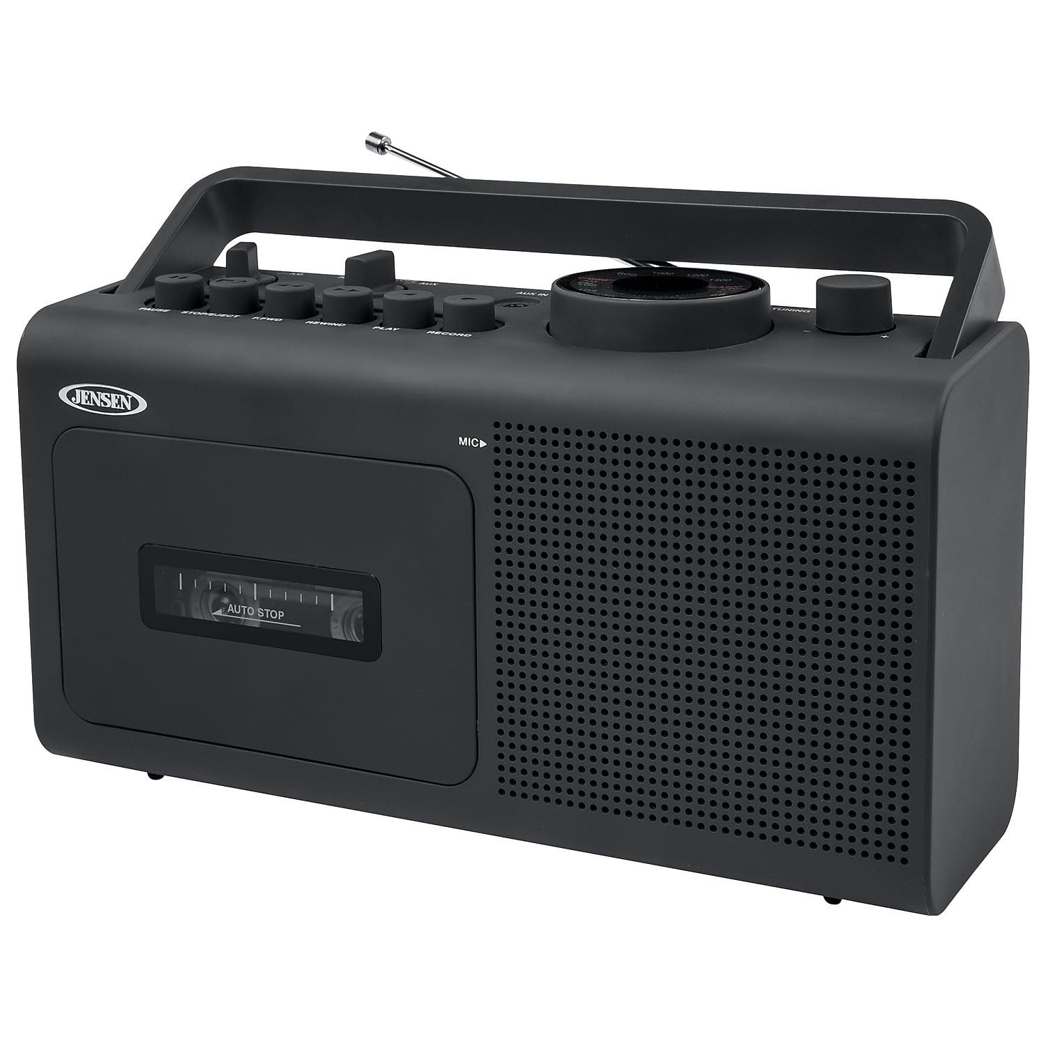 Jensen MCR-250 Portable AM/FM Radio Cassette Recorder/Player, Black