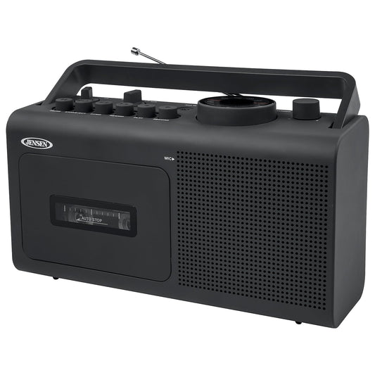 Jensen MCR-250 Portable AM/FM Radio Cassette Recorder/Player, Black