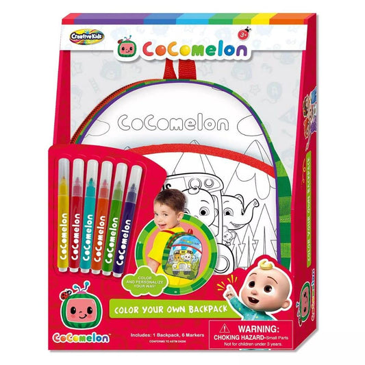 Cocomelon Fashion Color Your Own Backpack - Customizable Kids Arts and Crafts for Girls and Boys, Backpack Coloring Set Art Bag for Kids, Includes 6 Color Markers to Personalize Your Own Way