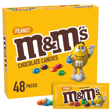 M&M'S Full Size Peanut Milk Chocolate Candy Bulk Pack, 1.74 oz, 48 ct Box