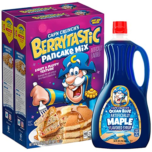 Cap'N Crunch Berrytastic Complete Pancake Mix & Ocean Blue Syrup Variety Pack, 2 (1.5lb) Boxes & 1 (24oz) Bottle