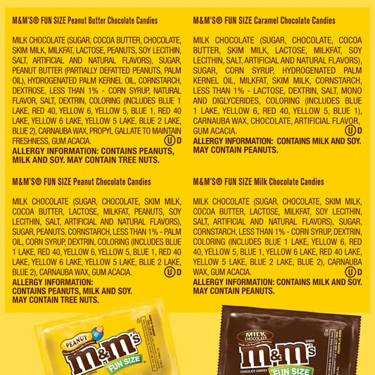 M&M'S Original, Peanut, Peanut Butter & Caramel Variety Pack Super Bowl Chocolate Candy Bars Assortment, 55 Pieces