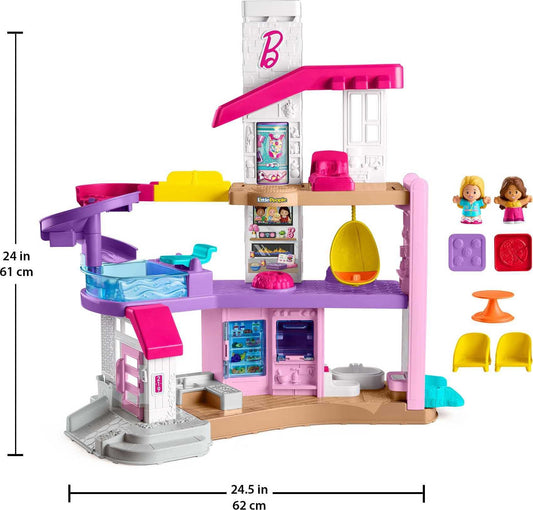 Fisher-Price Little People Barbie Toddler Toy Little Dreamhouse Playset With Music Lights Sounds & 7 Pieces For Ages 18+ Months