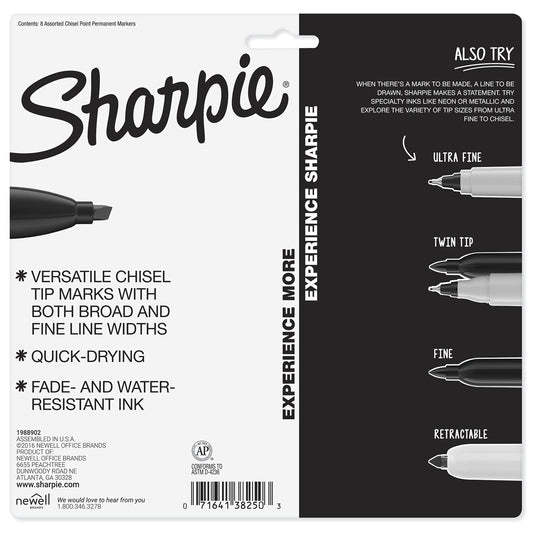 SHARPIE Permanent Markers, Chisel Tip, Classic Colors, 8 Count