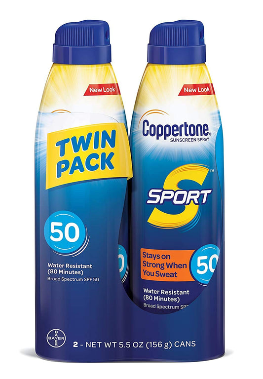 Coppertone Twin Pack Sunscreen Continuous Spray SPF 50, 5.5 oz per can Each (5)