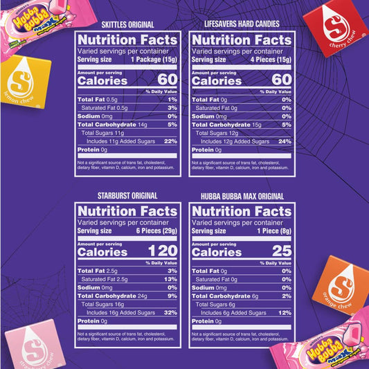 SKITTLES, STARBURST, LIFE SAVERS Gummy & HUBBA BUBBA Bulk Halloween Candy Assortment - 19.34oz/85ct