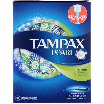 Tampax Tampons Pearl Super 18 Count Unscented