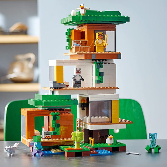 LEGO Minecraft The Modern Treehouse 21174 Giant Treehouse Building Kit Playset; Fun Toy for Minecraft-Gaming Kids; New 2021 (909 Pieces)
