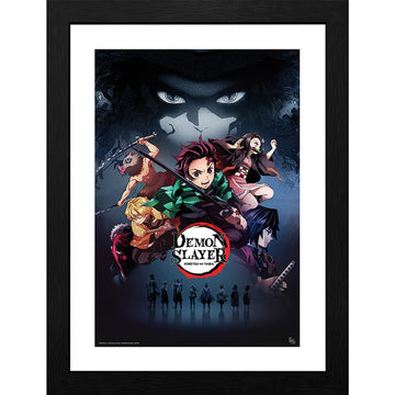 ABYSTYLE GB eye Demon Slayer Kimetsu No Yaiba Framed Poster Print 12" x 16" Manga Wall Art Prints for Bedroom Office Room Decor Gift