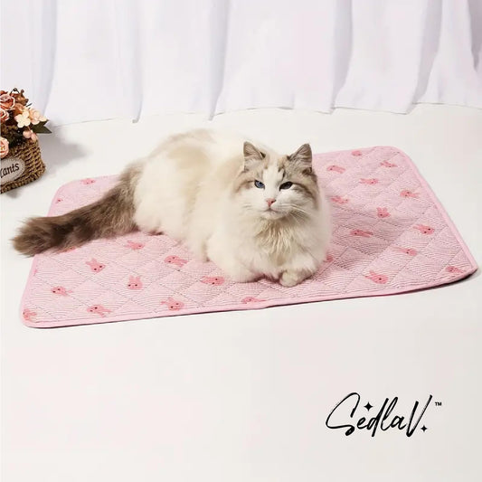 SEDLAV Blue Dog Bed and Pet Sofa Bed - Soft Summer Cooling Mat and Pet Blanket - Body Heat Absorbing, Comfortable, with Cooling Technology Regulating Temperature