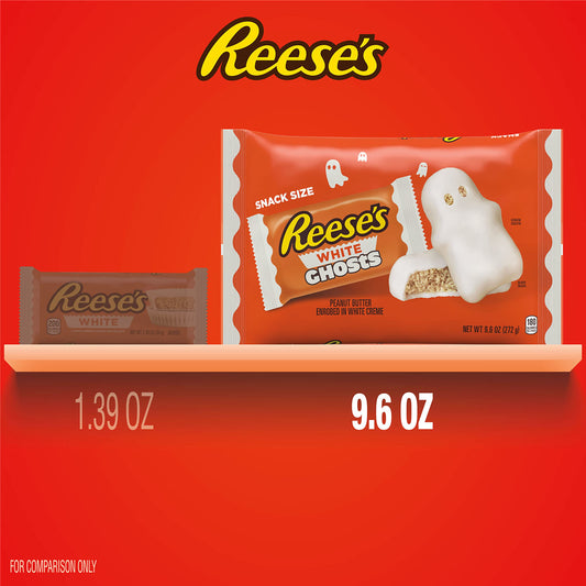 REESE'S White Creme Peanut Butter Snack Size White Ghosts, Halloween Candy Bag, 9.6 oz