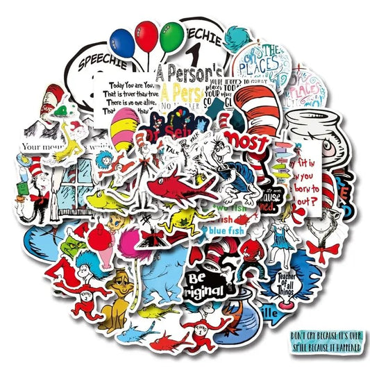 SEDLAV 50pcs Cute Cat's Hat Waterproof Vinyl Stickers Funny Decals for Water Bottles Laptop Phone Good for Teachers Classroom Scrapbook Helmet