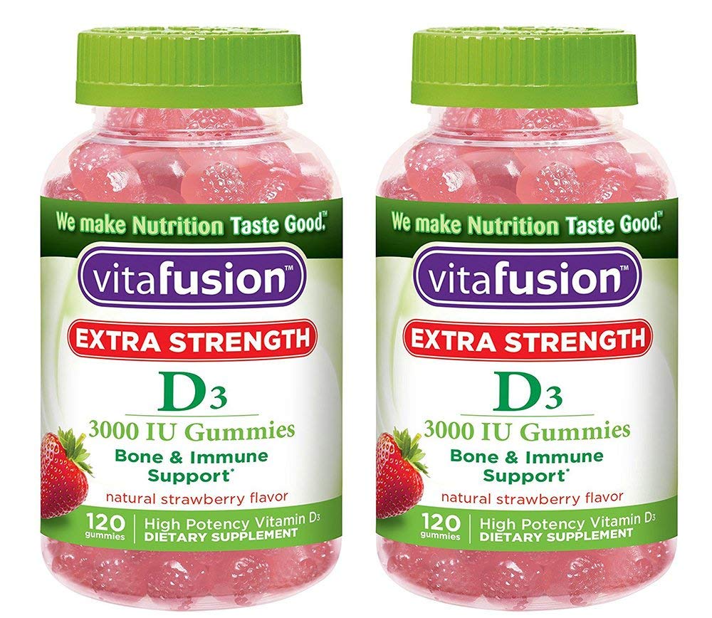 Extra Strength D3 Gummies, 120 Count (2 Bottles)