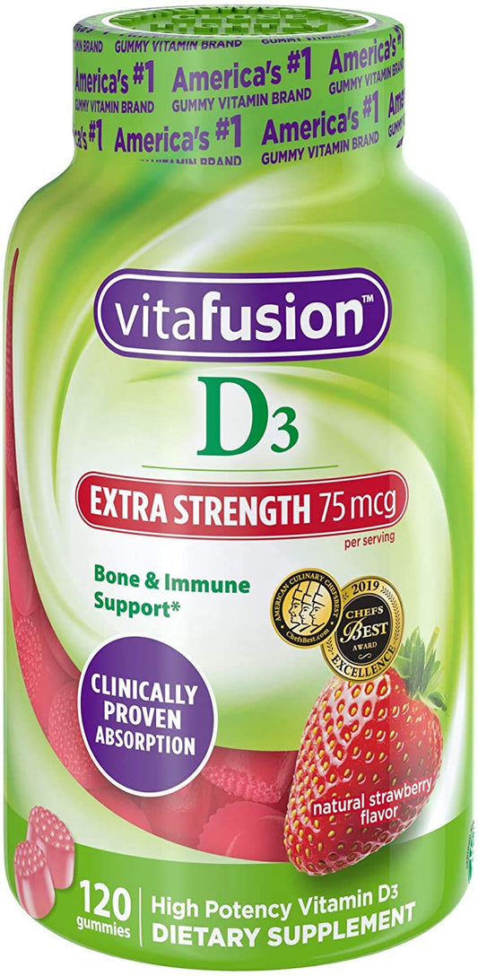 Extra Strength D3 Gummies, 120 Count (Family Bundle)