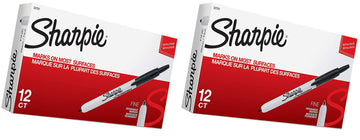 Sharpie 32701 Retractable Permanent Markers, Fine Point, 12 Ct, black - 2 Pack