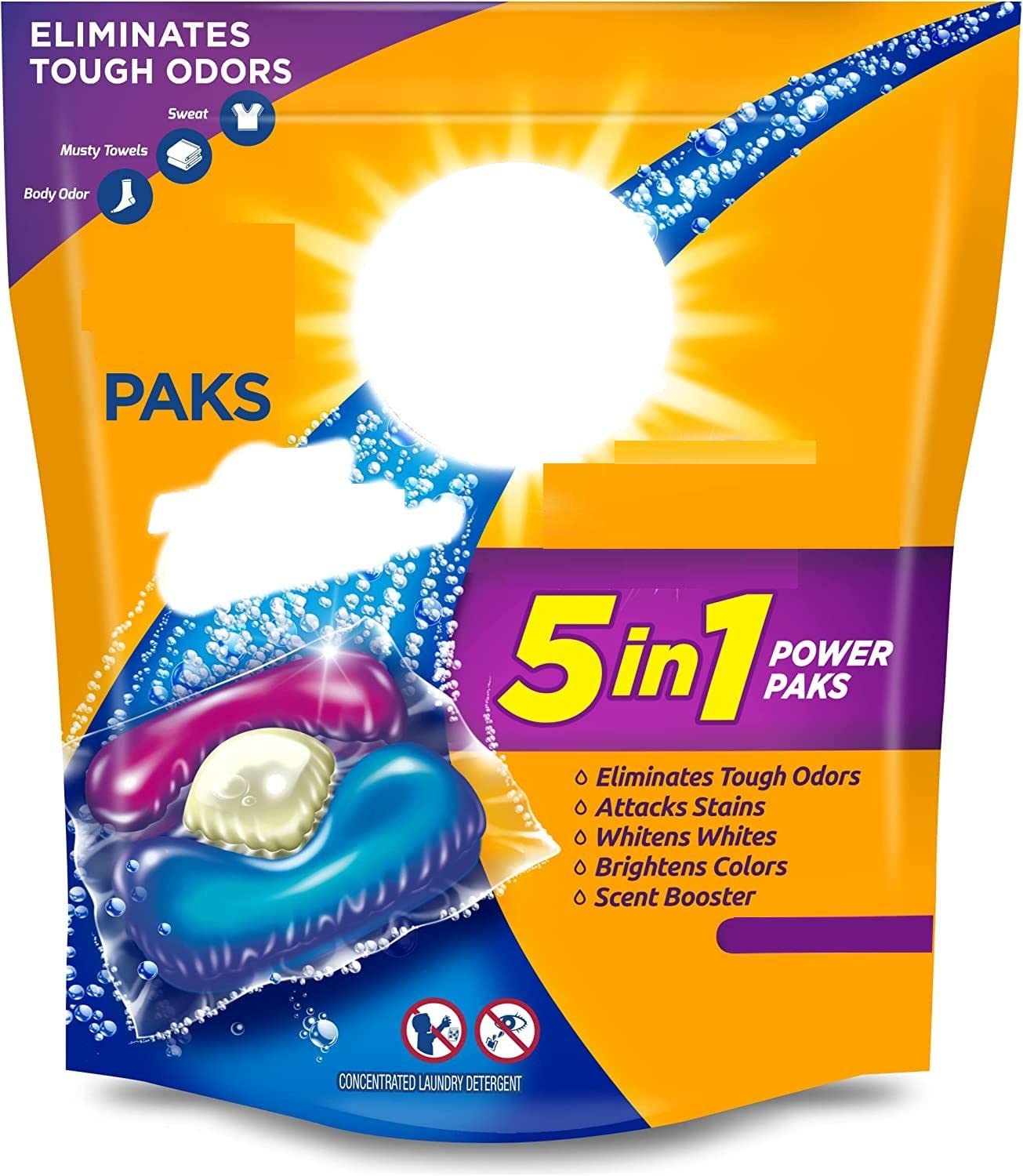 Liquid Laundry Detergent Power Paks, High Efficiency - 40 Count