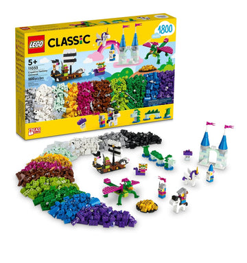 Classic Creative Fantasy Universe Set 11033, Building Adventure with Unicorn Toy, Castle, Dragon and Pirate Ship Builds, Toys for Kids Ages 5 Plus