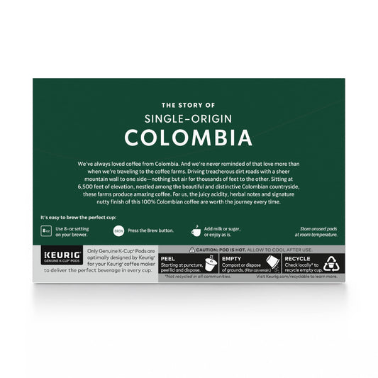 Starbucks Medium Roast K-Cup Coffee Pods — Colombia for Keurig Brewers — 6 boxes (60 pods total)