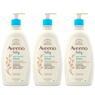 AVEENO BABY Daily Moisture Lotion with Colloidal Oatmeal & Dimethicone, 3 X 18 Fl. Oz, 54.0 Fl Oz (Pack of 3)