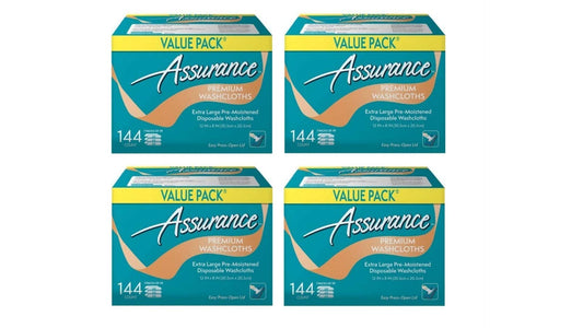 Assurance Premium XL Disposable Washcloths, 144 Ct - 4 Pack