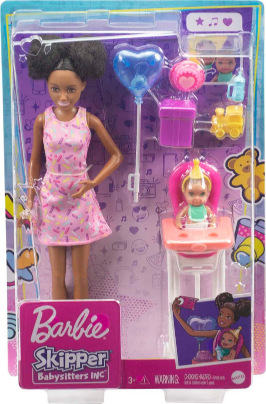 Barbie Skipper Babysitters Inc. Dolls & Playset with Babysitting Skipper Doll, Color-Change Baby Doll, High Chair & Party-Themed Accessories for Kids 3 to 7 Years Old