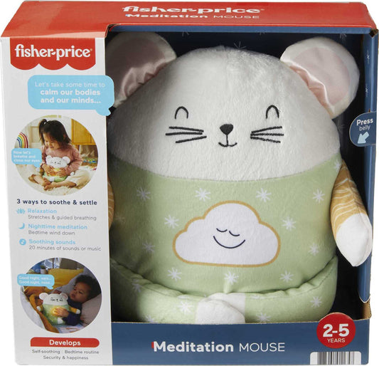 Fisher-Price Baby Sound Machine Meditation Mouse Plush Baby Toy with Light & Music for Toddlers & Preschoolers Ages 2-5 Years