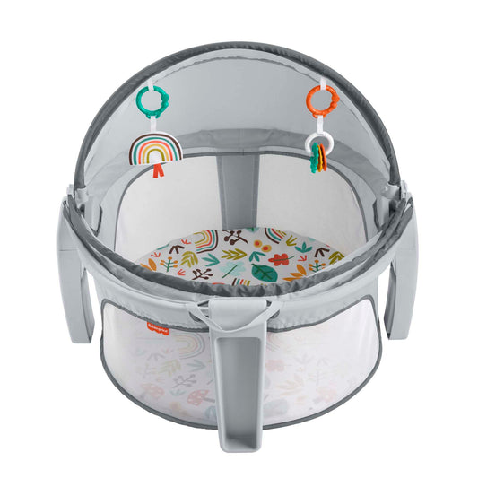 Fisher-Price Portable Baby Bassinet and Travel Play Area with 2 Toys, Indoor or Outdoor Use, On-The-Go Baby Dome, Whimsical Forest, HMV24