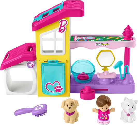 Fisher-Price Little People Barbie Toddler Playset Play and Care Pet Spa with Music Sounds & 4 Pieces for Ages 18+ Months