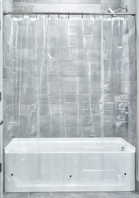 iDesign Waterproof PEVA Plastic Shower Curtain Liner for Use Alone or With Fabric Curtain, 72” x 72”, Clear