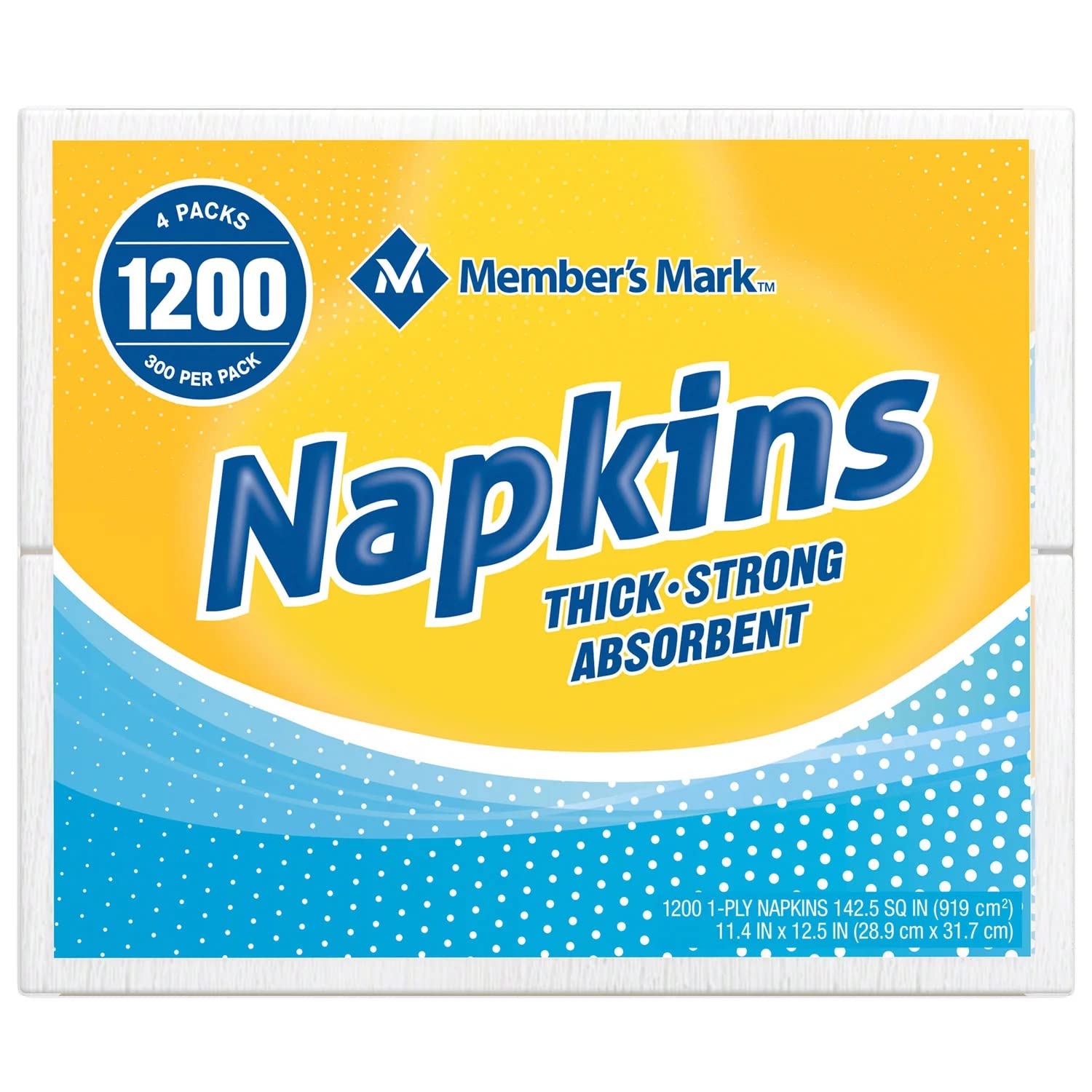 Member's Mark 1-Ply Everyday Napkins, 11.4" x 12.5" (1,200 Count)