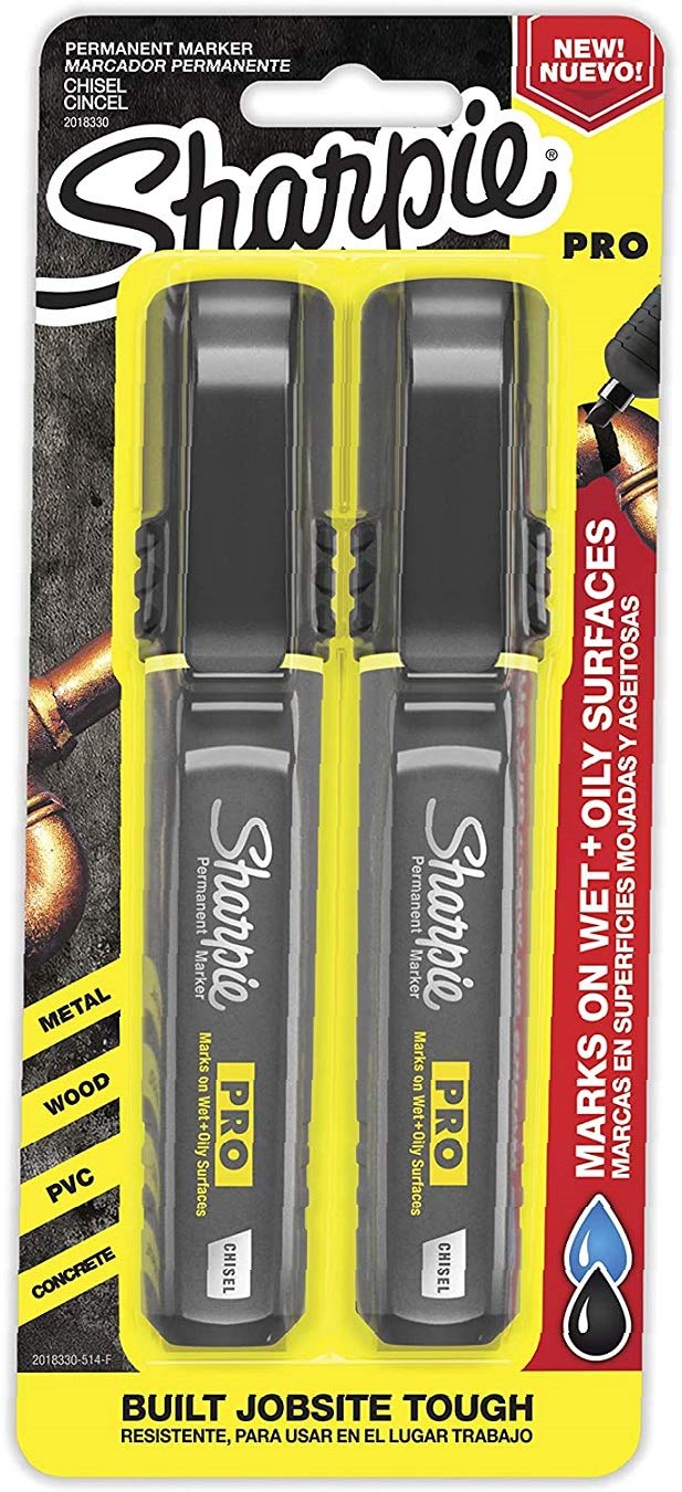 Sharpie PRO Permanent Marker, Medium, Chisel Tip, Black, 2-Count (2018330)