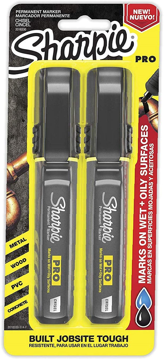 Sharpie PRO Permanent Marker, Medium, Chisel Tip, Black, 2-Count (2018330)