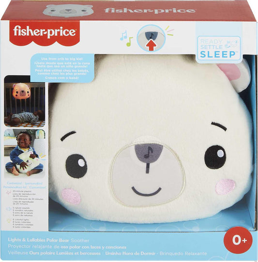 Fisher-Price Lights & Lullabies Polar Bear Soother, Crib-Attaching Sound Machine and Plush Toy for Infants and Toddlers