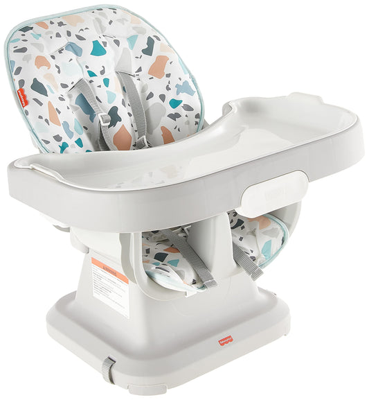 Fisher-Price Baby Spacesaver Simple Clean High Chair Baby To Toddler Portable Dining Seat With Removable Tray Liner, Pacific Pebble