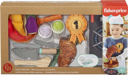 Fisher-Price Head Chef Set, pretend kitchen cooking play set for preschool kids ages 3 years and up