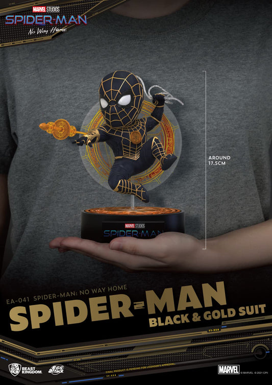 Beast Kingdom No Way Home: Spider-Man Black & Gold Suit EA-041 Egg Attack Statue Figure Multicolor