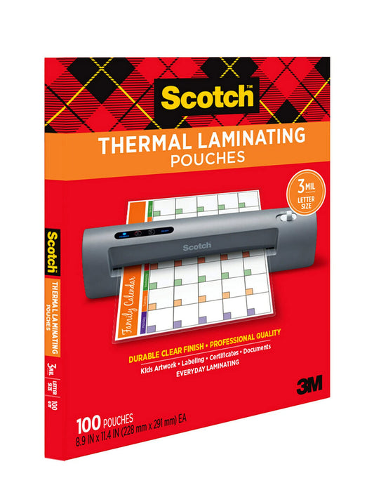 Scotch Thermal Laminating Pouches, For Use With Thermal Laminators, 8.9 x 11.4 Inches, Letter Size Sheets, 100 Count(Pack of 1)