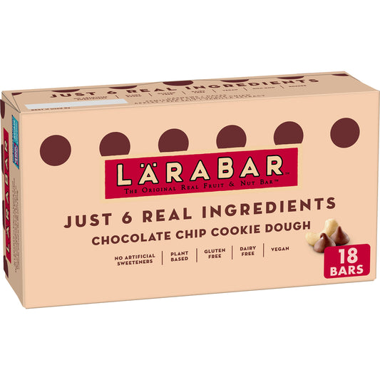 LÄRABAR Chocolate Chip Cookie Dough, Gluten Free Fruit & Nut Bar, 18 Ct