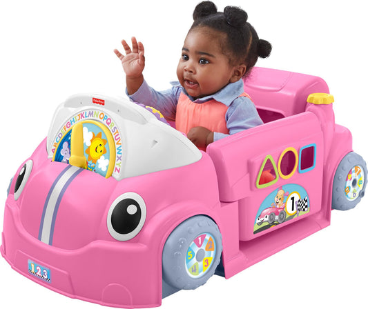 Fisher-Price Laugh & Learn Baby Activity Center, Crawl Around Car, Interactive Playset with Smart Stages for Infants & Toddlers, Pink (Amazon Exclusive)