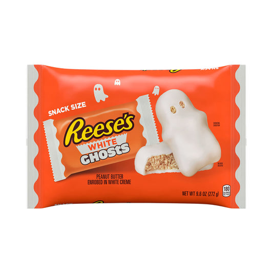 REESE'S White Creme Peanut Butter Snack Size White Ghosts, Halloween Candy Bag, 9.6 oz