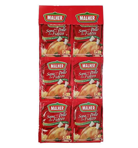 Malher Chicken - Pasta Soup 1.07 oz - Sopa De Pollo - Fideo (Pack of 20)