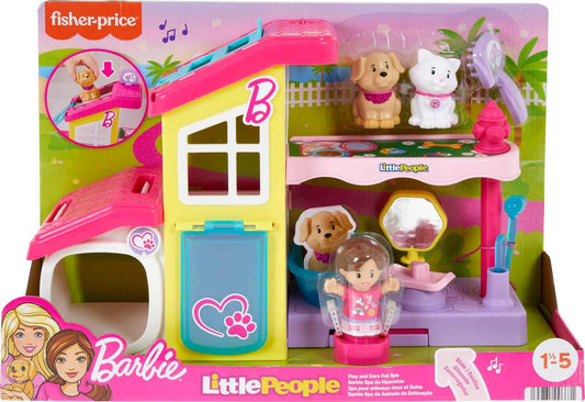 Fisher-Price Little People Barbie Toddler Playset Play and Care Pet Spa with Music Sounds & 4 Pieces for Ages 18+ Months