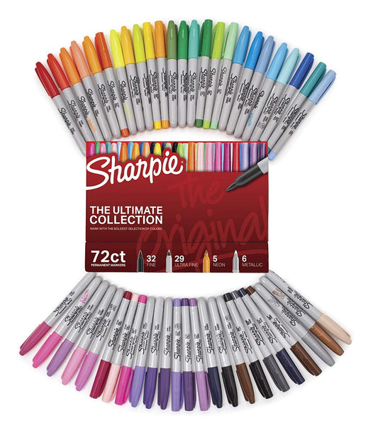 Sharpie Permanent Markers Ultimate Collection, Fine and Ultra Fine Points, Assorted Colors, 72 Count - 3 Pack