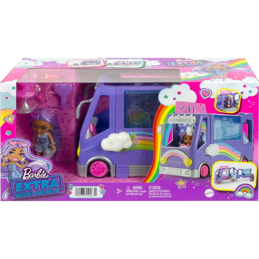 Barbie Sets, Barbie Extra Mini Minis Vehicle Playset with Doll, Expandable Tour Bus, Clothes and Accessories