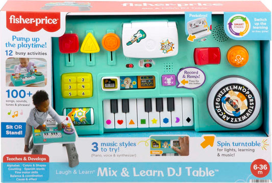 Fisher-Price Laugh & Learn Baby & Toddler Toy Mix & Learn Dj Table with Smart Stages Learning & Activities for Ages 6+ Months