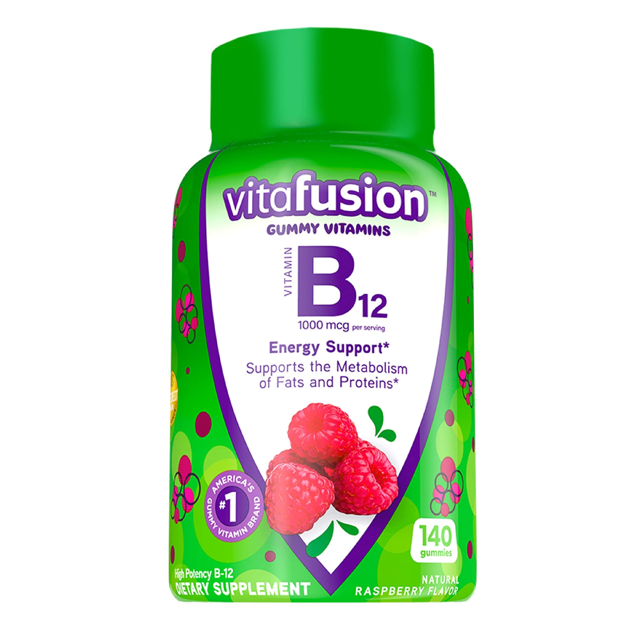 vitafusion Vitamin B12 Gummy Vitamins for Energy Metabolism Support, Raspberry Flavored, America’s Number 1 Gummy Vitamin Brand, 70 Day Supply, 140 Count