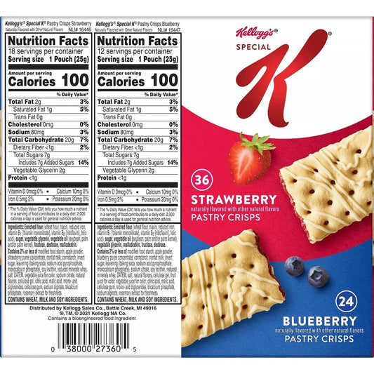 Kellogg's Special K PASTRY CRISPS Strawberry&Blueberry Variety 26.4oz