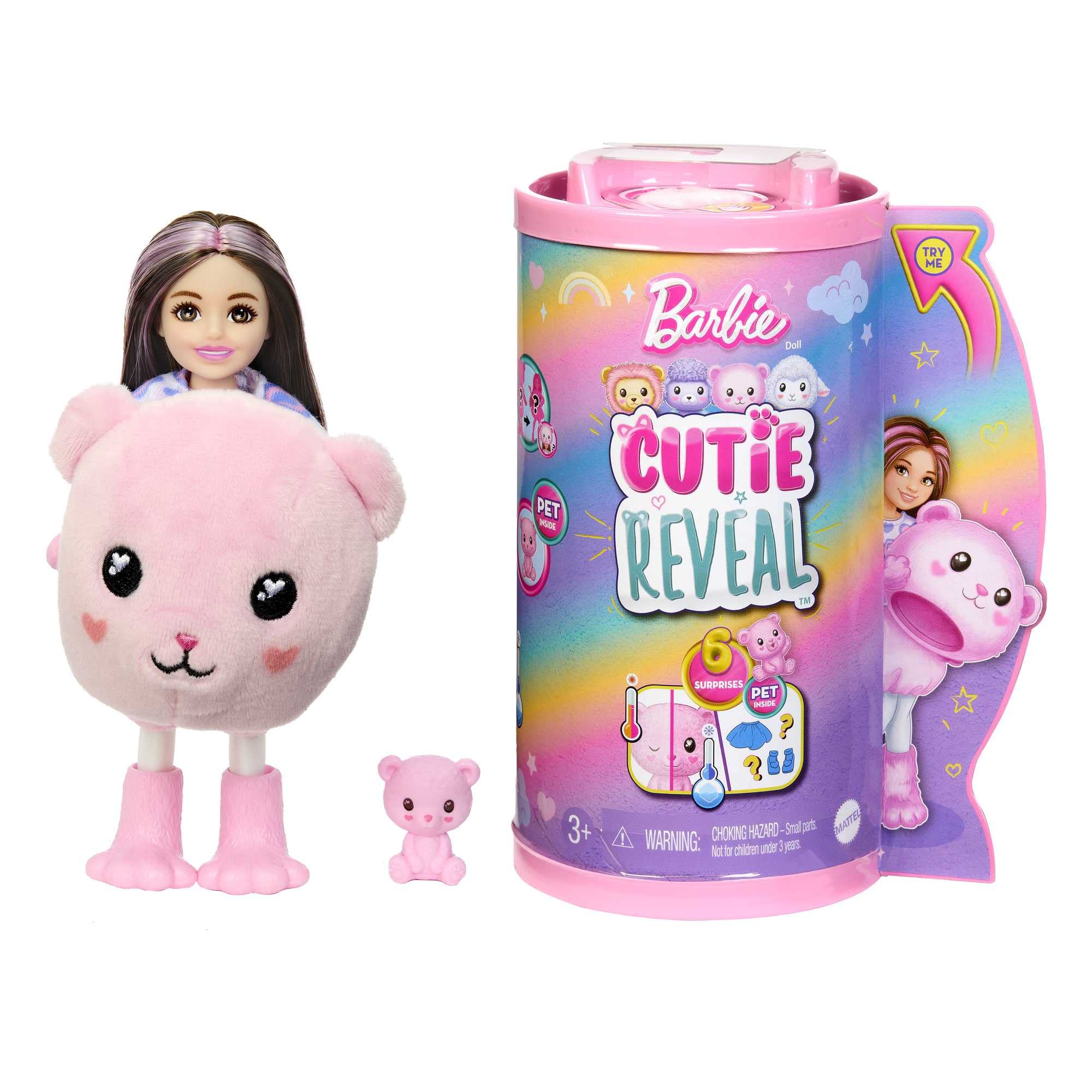 Barbie Cutie Reveal Chelsea Doll & Accessories, Teddy Bear Plush Costume & 6 Surprises Including Color Change, Cozy Cute Tees Series